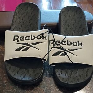 Reebok Black and Gray Slide Sandals